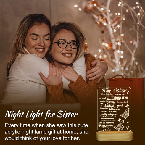 3D I Love You Sister LED Night Light Gift